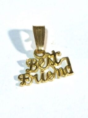 Solid 10K Gold Best Friend Script Pendant for Necklace